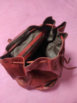 Bolso Mochila Piel Rojo
