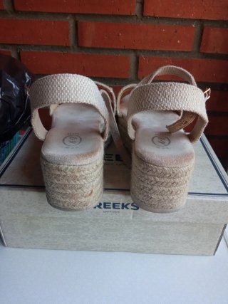 Sandalias cuña esparto beige talla 37
