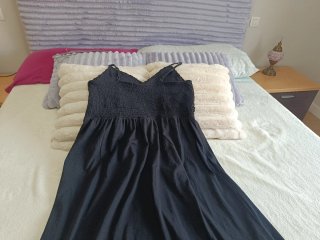 Vestido maxi mujer crochet nido abeja elástico XL
