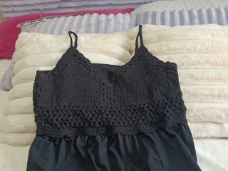 Vestido maxi mujer crochet nido abeja elástico XL