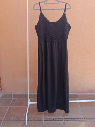 Vestido maxi mujer crochet nido abeja elástico XL