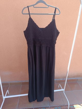Vestido maxi mujer crochet nido abeja elástico XL