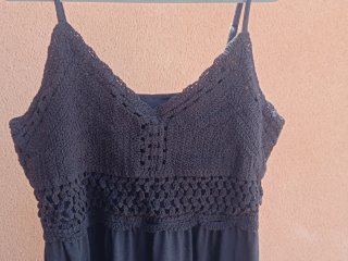 Vestido maxi mujer crochet nido abeja elástico XL