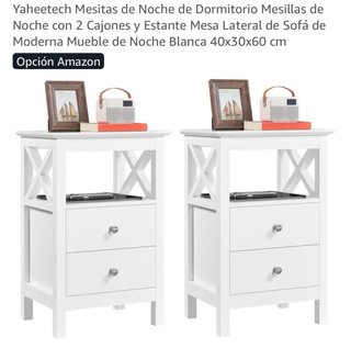 Mesita de noche blanca con estructura X