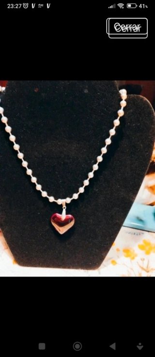 Collar Corazón Rojo y Plateado