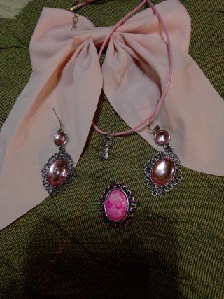 Set di gioielli baturra rosa e argento
