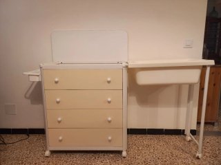 Cambiador bebé blanco con bañera