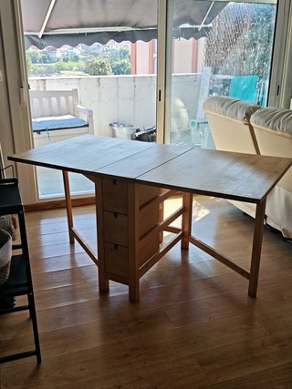 Tavolo in legno ribaltabile con 6 cassetti