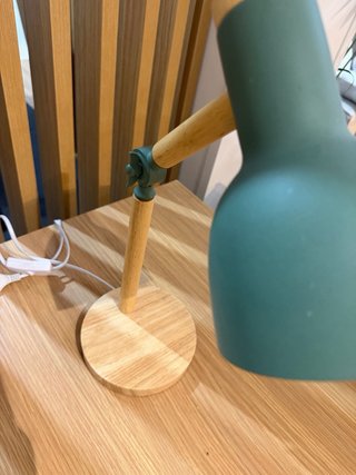 Piccola Lampada da Scrivania Verde in Legno