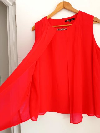 Top/blusa elegante mujer XL fluido rojo Dandara