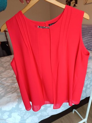 Top/blusa elegante mujer XL fluido rojo Dandara