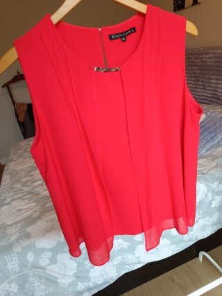 Top/blusa elegante mujer XL fluido rojo Dandara