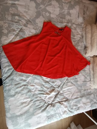 Top/blusa elegante mujer XL fluido rojo Dandara