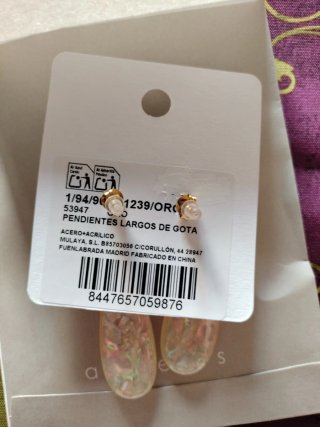 Pendientes largos Mulaya plata y blanco