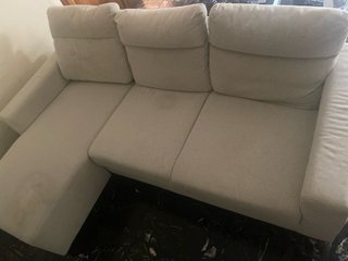 Divano Chaise Longue Grigio Chiaro 3 Posti