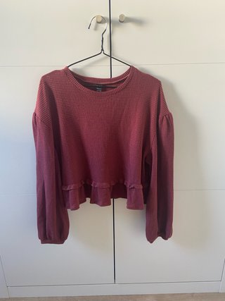 Top manga larga rojo