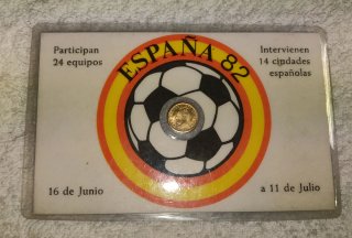 Moneda chapada en oro España 82