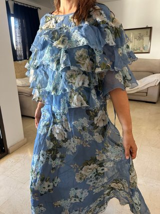 Vestido Largo Dondup Seda Estampado Volantes T40