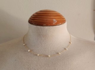 Collar plata dorada con perlas