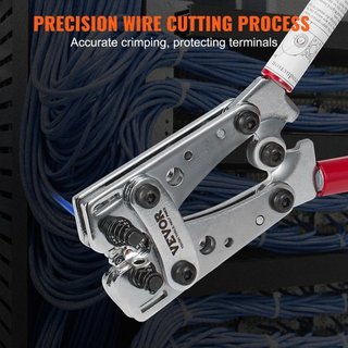Herramienta de Crimpado de Terminales de Cable de Batería, Crimpadora de Terminales de Aluminio de 10-1/0AWG, con 60PCS Conectores de Anillo de Aluminio, 6 Tamaños de Alambre, Matriz de Crimpado, ...