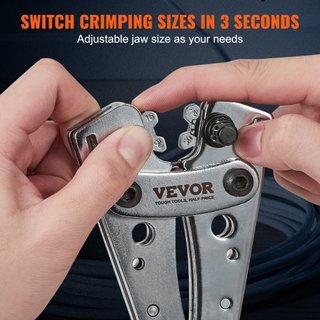 Herramienta de Crimpado de Terminales de Cable de Batería, Crimpadora de Terminales de Aluminio de 10-1/0AWG, con 60PCS Conectores de Anillo de Aluminio, 6 Tamaños de Alambre, Matriz de Crimpado, ...