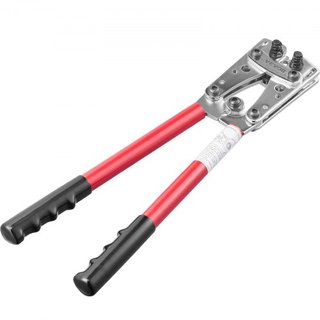 Herramienta de Crimpado de Terminales de Cable de Batería, Crimpadora de Terminales de Aluminio de 10-1/0AWG, con 60PCS Conectores de Anillo de Aluminio, 6 Tamaños de Alambre, Matriz de Crimpado, ...