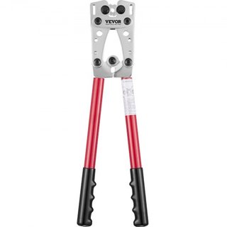 Herramienta de Crimpado de Terminales de Cable de Batería, Crimpadora de Terminales de Aluminio de 10-1/0AWG, con 60PCS Conectores de Anillo de Aluminio, 6 Tamaños de Alambre, Matriz de Crimpado, ...