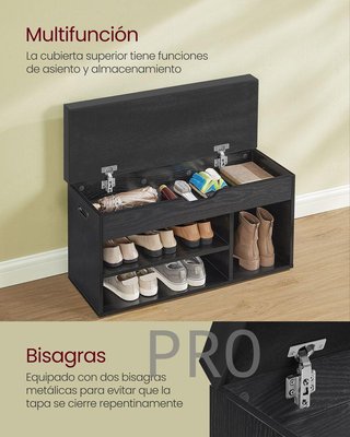 Banco scarpiera con cuscino nero - Vasagle