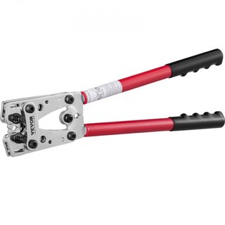 Herramienta de Crimpado de Terminales de Cable de Batería, 10-1/0AWG con Cortador de Cable y 48PCS Terminales de Anillo de Cobre, 6 Tamaños de Alambre de Matriz de Crimpado y 100pcs Tubos Termocon...