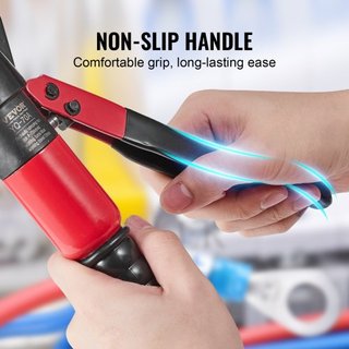 Herramienta de Crimpado Hidráulica con 9 Juegos de Matrices AWG12-2/0 Conectores de Terminal de Cobre y Aluminio Crimpadora de Terminales de Batería, con Alicates de Corte, Guantes, 5pcs Conectore...
