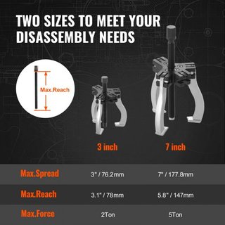 Juego de Extractores, Kit de Extractores de 7.6 cm y 17.8 cm, Herramienta de Extracción de Poleas de Volante de 3 Garras, Extractor de Ruedas de 2 o 3 Garras Reversibles, Vertical y Horizontal, Ex...