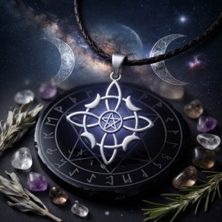 Nudo de Bruja Plata de Ley Lunas y Estrellas