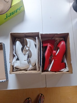 Zapato flamenco rojo talla 22 blanco talla 20