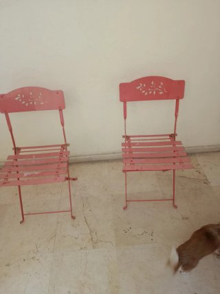 Sillas de hierro jardín rosas