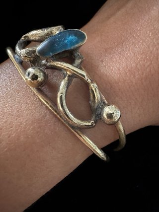 Brazalete Vintage Latón Azul y Dorado