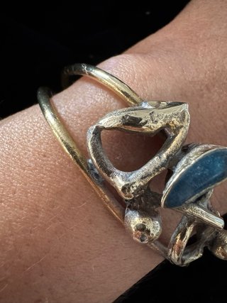Brazalete Vintage Latón Azul y Dorado