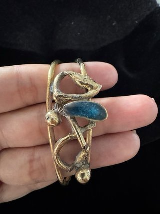 Brazalete Vintage Latón Azul y Dorado