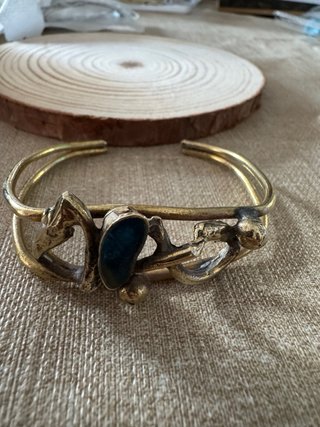 Brazalete Vintage Latón Azul y Dorado