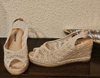 Sandalias Styleloop Crochet Beige Talla 36