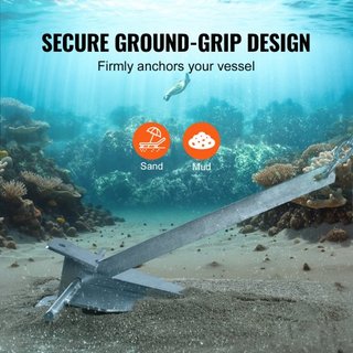 Kit de Ancla Estilo Fluke, Ancla Fluke de 13 LBS de Acero Galvanizado Sumergido en Caliente con Cadena de 7.9', Cuerda de 101' y Dos Grilletes de 0.4", Ancla Marítima para Pequeñas Embarcaciones d...