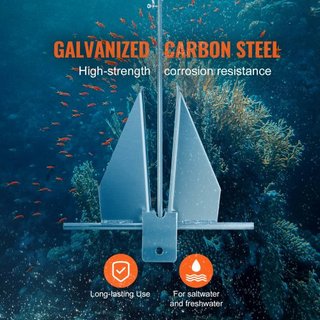 Kit de Ancla Estilo Fluke, Ancla Fluke de 13 LBS de Acero Galvanizado Sumergido en Caliente con Cadena de 7.9', Cuerda de 101' y Dos Grilletes de 0.4", Ancla Marítima para Pequeñas Embarcaciones d...