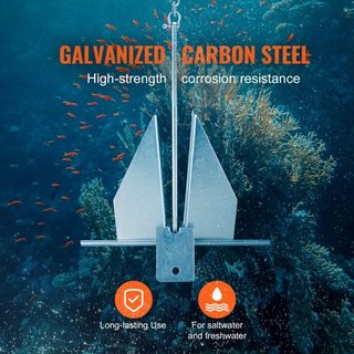 Kit de Ancla Estilo Fluke, Ancla Fluke de Acero Galvanizado de 8.5 LBS con Cadena de 7.9', Cuerda de 75' y Dos Grilletes de 0.4", Ancla Marítima para Pequeñas Embarcaciones de Menos de 18', Mares,...