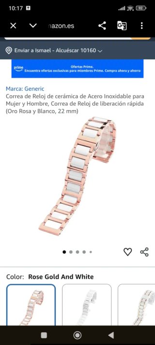 Correa de reloj oro y blanco