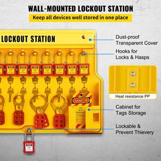 58 PCS Kits de Bloqueo y Etiquetado, Kit de Seguridad Eléctrica Loto Incluye Candados, Estación de Bloqueo, Hasp, Etiquetas y Bridas, Herramientas de Seguridad de Bloqueo y Etiquetado para Industr...