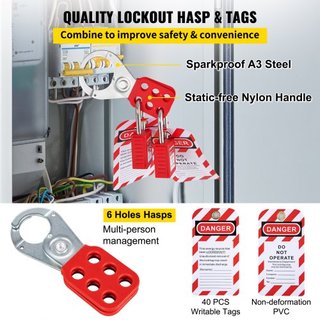 58 PCS Kits de Bloqueo y Etiquetado, Kit de Seguridad Eléctrica Loto Incluye Candados, Estación de Bloqueo, Hasp, Etiquetas y Bridas, Herramientas de Seguridad de Bloqueo y Etiquetado para Industr...