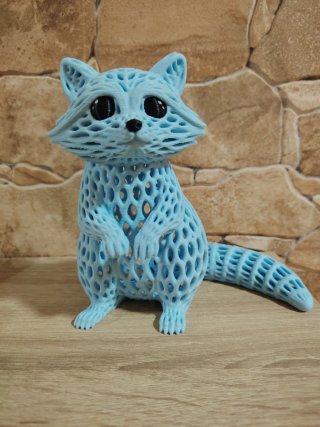 Figura Mapache Voronoi Azul 3D