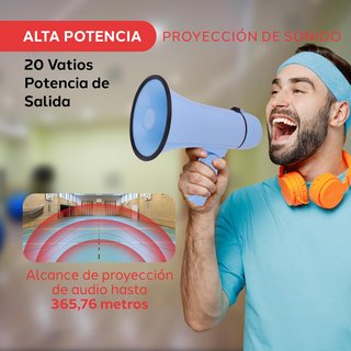 Megáfono Altavoz Portátil 20V Volumen Ajustable