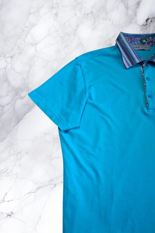 Polo Etro Uomo XL Cotone Blu Petrolio