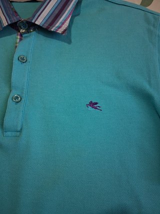 Polo Etro Uomo XL Cotone Blu Petrolio