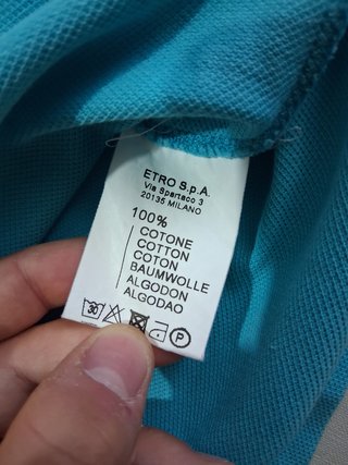 Polo Etro Uomo XL Cotone Blu Petrolio